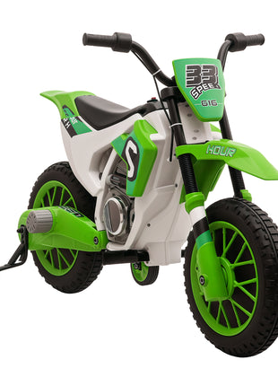 12V Kids Motorcycle w/ Treaded Tires, 5mph Top Speed Electric Bike for Kids, Ride On Motorcycle w/ Training Wheels, Battery Charger, Spring Suspension, Green
