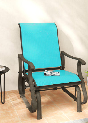 Outdoor Glider Chair Patio Glider Swing Chair with Mesh Seat, Steel Frame for Backyard, Garden, Porch, Blue