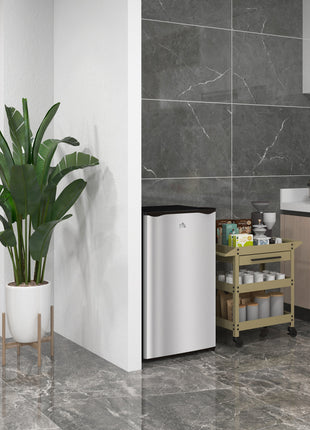 3.2 Cu.Ft Mini Fridge with Freezer, Compact Refrigerator with Adjustable Thermostat, Silver