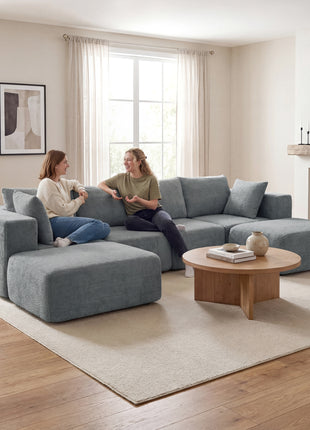 Modular Sectional Sofa, Boneless U-Shape Sectional Couch with 2 Ottomans, Dark Gray