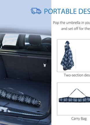 Quick Beach Cabana Canopy Umbrella, 6.5' Easy-Assembly Sun-Shade Shelter with Sandbags and Carry Bag, Cool UV50+ Fits Kids & Family, Blue Coconut Palm