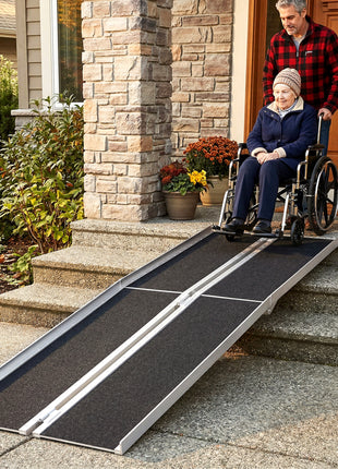 10' Skidproof Portable Wheelchair Ramp for Home, Steps, Doorways, Carpeted Foldable Handicap Ramp, Threshold Ramp