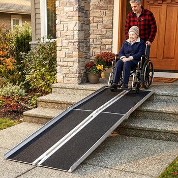 10' Skidproof Portable Wheelchair Ramp for Home, Steps, Doorways, Carpeted Foldable Handicap Ramp, Threshold Ramp