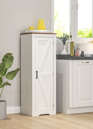 Farmhouse Accent Cabinet with Adjustable Shelf Barn Door Storage Cabinet for Living Room Floor Pantry Cabinet, White