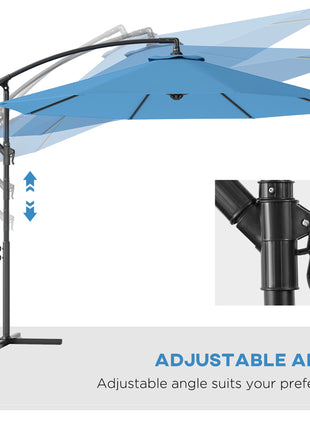 10' Cantilever Tilt Offset Patio Umbrella w/ UV & Water Safe Material & Cross Base (Weight Not Included), Blue