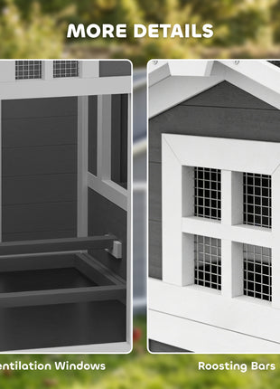 Chicken Coop for 2 Chickens, Wooden Hen House with Nesting Box, Pull-Out Tray, Ventilation Windows
