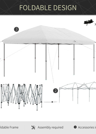 10' x 19' Pop Up Canopy with Easy Up Steel Frame, 3-Level Adjustable Height and Carrying Bag, Sun Shade Event Party Tent for Patio, Backyard, Garden, Off-White