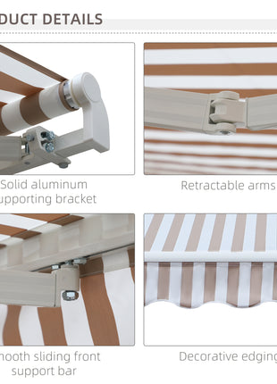 10' x 8' Retractable Sun Shade Patio/Window Awning - Polyester Fabric - Beige