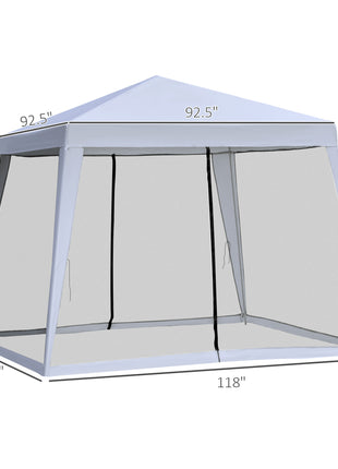 10'x10' Outdoor Party Tent Canopy with Mesh Sidewalls, Patio Gazebo Sun Shade Screen Shelter, gray