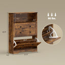 Shoe Cabinet with 2 Flip Drawers, Narrow Shoe Storage Cabinet, Rustic Brown