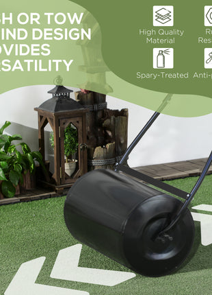 38L Heavy Duty Push/Tow Behind Lawn Roller, U-handle Garden Roller Filled with Water or Sand