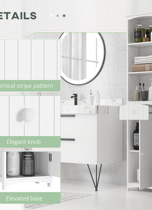 Bathroom Storage Cabinet, Free Standing Bathroom Storage Unit, Tall Linen Tower with 3-Tier Shelves and Drawer, White