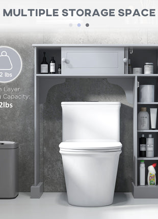 Over Toilet Bathroom Organizer, Freestanding Over the Toilet Storage Cabinet with Adjustable Shelves, Toilet Rack