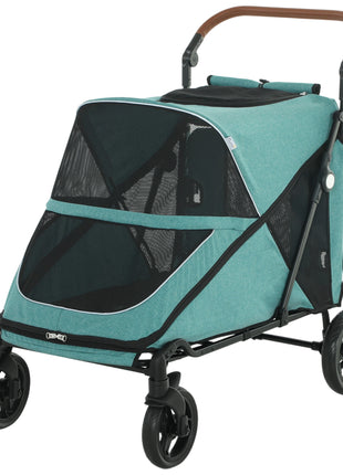 Dog Stroller for Large Dogs Up to 66 LBS with All-Terrain Spring Suspension, 8-Position Adjustable Handle, Teal