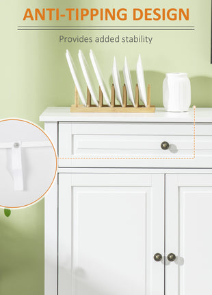 Sideboard Buffet Cabinet, Modern Accent Cabinet with 2 Drawers and Adjustable Shelves, Entryway Cabinet, White