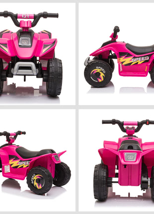 6V Kids ATV 4-Wheeler Ride on Car, Electric Motorized Quad Battery Powered Vehicle with Forward/Reverse Switch for 18-36 Months Old Toddlers, Pink