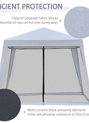 10'x10' Outdoor Party Tent Canopy with Mesh Sidewalls, Patio Gazebo Sun Shade Screen Shelter, gray