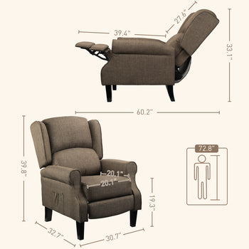 Vibration Massage Recliner Chair for Living Room with Heat, Wingback Single Sofa, Brown
