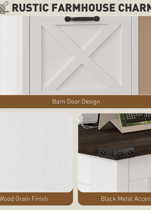 Vertical File Cabinet with 3 Drawers, Rustic Farmhouse Office Storage Cabinet for A4, Letter Size, Distressed White