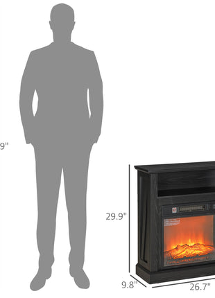 27" Freestanding Electric Fireplace with Mantel, 1400W Replaceable Fireplace Insert Heater with Timer, Black