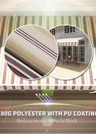 13' x 8' Retractable Awning, Patio Awnings, Sunshade Shelter w/ Manual Crank Handle, UV & Water-Resistant Fabric and Aluminum Frame for Deck, Balcony, Yard, Red Stripes