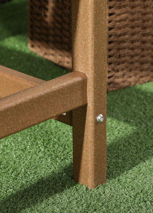 All-Weather Patio Chair, HDPE Patio Dining Chair, Heavy Duty Wood-Like Outdoor Furniture for Garden, Backyard, Deck, Porch, Lawn, Brown