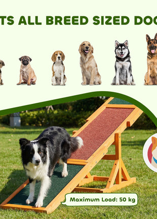 Wooden Dog Agility Seesaw for Balance Training and Exercise, Platform Equipment Run Game Toy, Weather Resistant Pet Supplies, for Outdoor Backyard, 71" L x 12" W x 12" H, Natural