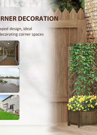 Wooden Raised Garden Bed, Planter with Trellis for Vine Climbing and Vegetables, Herbs and Flowers Growing, Carbonized