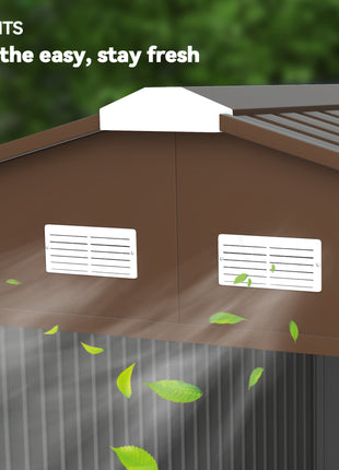 Garden Metal Shed, Storage Shed Utility Storage with Double Locking Doors for Bike, Yard Tools, Yellow