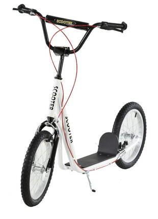 Youth Scooter Kick Scooter for Kids 5+ with Adjustable Handlebar Front and Rear Dual Brakes Inflatable Wheels, White