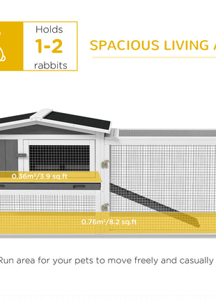 Rabbit Hutch 2-Story Bunny Cage, Guinea Pig Cage Indoor Outdoor, Small Animal House with Slide Out Tray, for Rabbits, Chickens, Ducks, 61.5" x 23" x 27", Light Gray