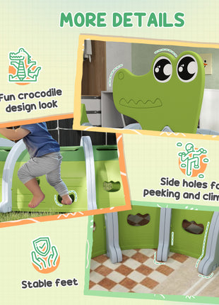 Crocodile Design Kids Play Tunnel for Kids to Crawl Through, 76" Long
