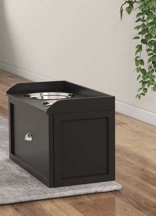 Pet Feeding Station Pet Dish Bowl Set with Storage, 2 Elevated Dog Bowls for Large Sized Dogs, Black