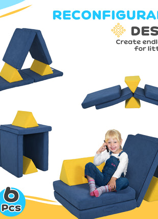 6 Pieces Foam Climbing Blocks for Toddlers with Washable Cover, Climb and Crawl, Blue