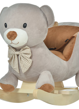 Bear-Shaped Kids Rocking Horse with Sound for 18-36 Months, Gray