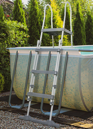 70" Above Ground Swimming Pool Ladder, A-Frame Deck Ladder, Non-slip Steps and Handrails for 48" Pool Wall Height, Gray