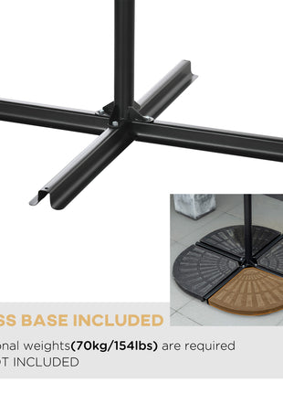 10FT Cantilever Umbrella, Offset Patio Umbrella with Crank and Cross Base for Deck, Backyard, Pool and Garden, Hanging Umbrellas, Tan