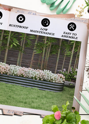 6.4' x 2' x 1' Galvanized Raised Garden Bed Kit, Metal Planter Box with Safety Edging, Dark Gray