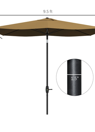 6.6' x 10' Rectangular Market Umbrella, Patio Outdoor Table Umbrella with Crank and Push Button Tilt, Coffee