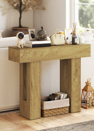 42 Inch Console Table, Sofa Table Behind the Couch with Thickened Tabletop for Living Room, Hallway, Entrance, Oak