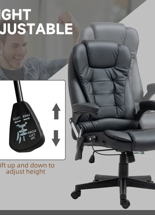 Massage Office Chair, Heated Reclining Computer Chair with 6 Vibration Points, Armrest and Remote, Black