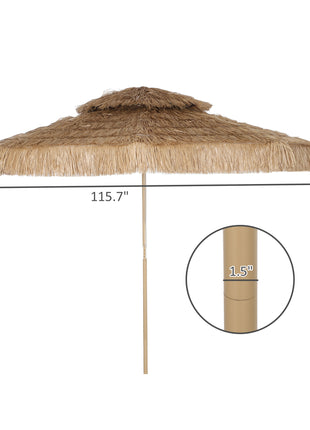 10 ft. Hula Thatched Tiki Patio Outdoor Umbrella with 8 Ribs, UPF30+, for Garden, Backyard, Deck, Pool, Natural