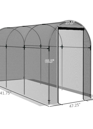 Galvanized Steel Crop Cage, Plant Protection Tent with Zippered Door, 4' x 12', Black