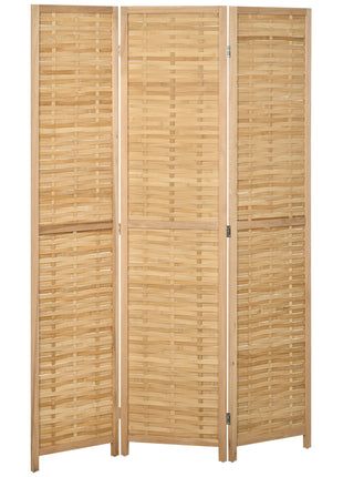 Hand Woven Room Divider, 3 Panel Bamboo Folding Privacy Screen for Home Office, 47.25"x67"x0.75", Natural