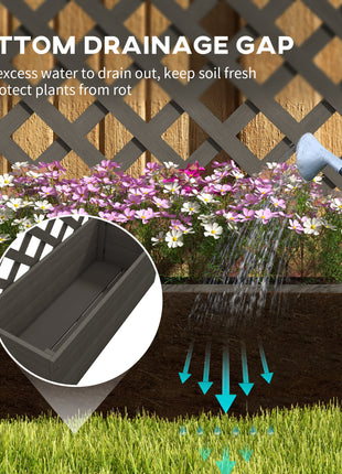 Trellis Planter Box for Climbing Plants, Raised Garden Bed w/ Trellis Lattice for Outdoor Garden, Deck, Backyard, Gray