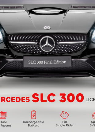 Mercedes SLC 300 Licensed Kids Electric Car with Remote Control, 12V Battery Powered Kids Ride on Car with Music, Lights, Suspension for 3-6 Years Old, Black