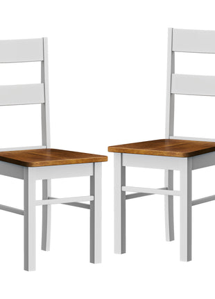 Farmhouse Dining Table Chairs, Set of 2 Rubber Wood Kitchen Table Chairs with Open Back for Living Room, Light Gray