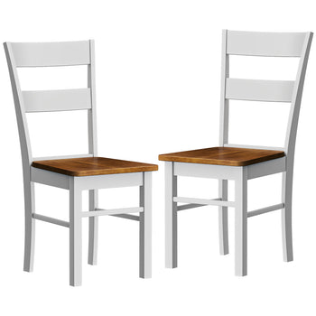 Farmhouse Dining Table Chairs, Set of 2 Rubber Wood Kitchen Table Chairs with Open Back for Living Room, Light Gray