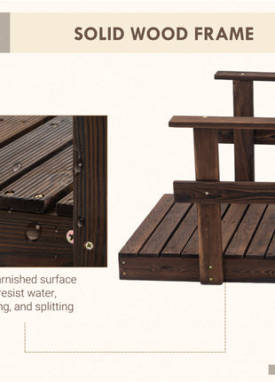 7' Garden Bridge with Pine Wood and Stained Finish for Backyard Ponds Creeks Streams Wood