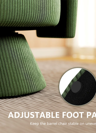 Swivel Barrel Accent Chair, Modern Upholstered Living Room Chair with Thick Padding for Reading, Green